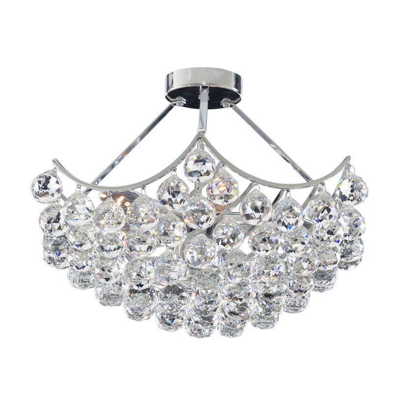Searchlight-6555-5CC - Sassari - Crystal with Chrome 5 Light Basket Ceiling Lamp