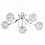 Bellis II - Crystal & Chrome with Leaf 5 Light Ceiling Lamp