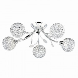 Bellis II - Crystal & Chrome with Leaf 5 Light Ceiling Lamp Bellis II - Crystal & Chrome with Leaf 5 Light Ceiling Lamp