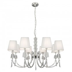 Portico - White Shades with Chrome & Glass 8 Light Centre Fitting