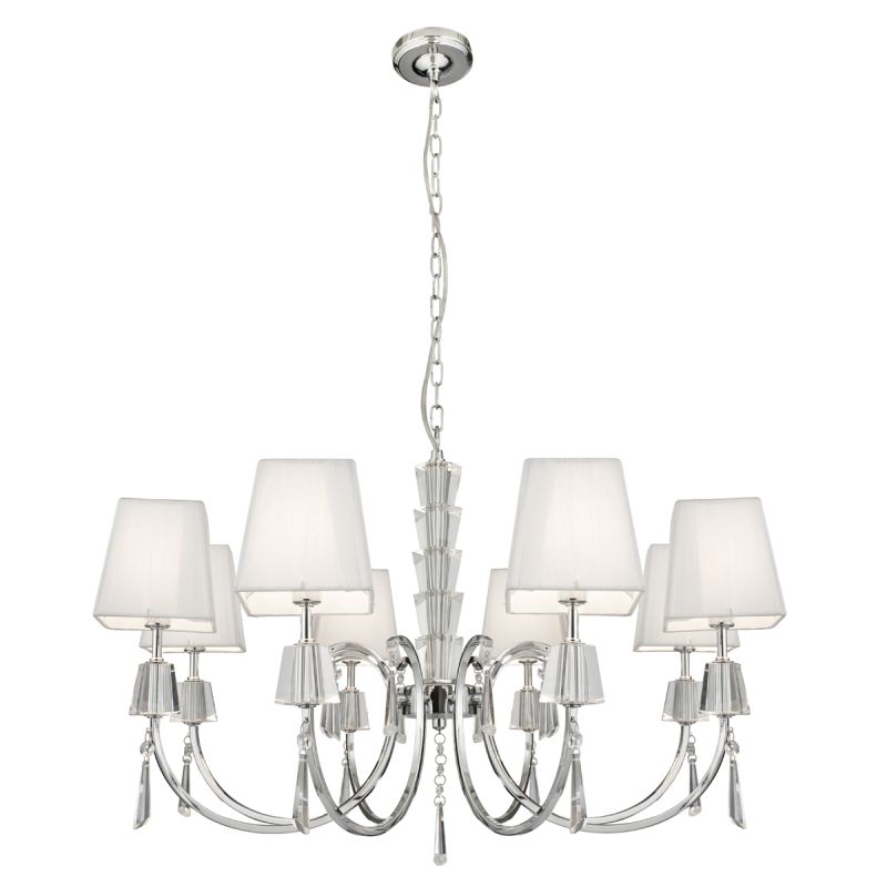 Searchlight-6888-8CC - Portico - White Shades with Chrome & Glass 8 Light Centre Fitting