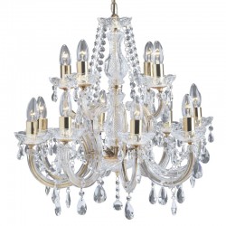 Marie Therese - Crystal & Acrylic 12 Light Chandelier - Brass Marie Therese - Crystal & Acrylic 12 Light Chandelier - Brass