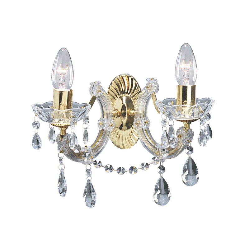 Searchlight-699-2 - Marie Therese - Crystal Glass & Acrylic Twin Wall Lamp - Brass