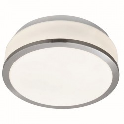 Cheese - Bathroom Satin Silver with Opal Glass Small Ceiling Lamp  Cheese - Bathroom Satin Silver with Opal Glass Small Ceiling Lamp
