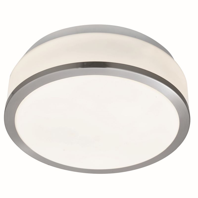 Searchlight-7039-28SS - Cheese - Bathroom Satin Silver with White Glass Ceiling Lamp
