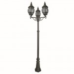 Bel Aire - Outdoor Black with Clear Glass Triple Lantern Post