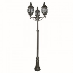 Bel Aire - Outdoor Black with Clear Glass Triple Lantern Post