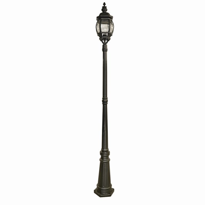 Searchlight-7174 - Bel Aire - Outdoor Black with Clear Glass Single Lantern Post