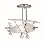 Novelty - Kids Frosted Glass Airplane Pendant   