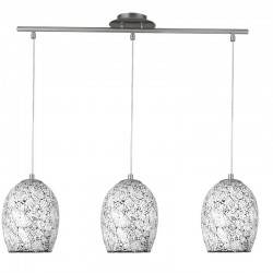 Crackle - White Crackle Glass with Satin Silver 3 Light over Island Fitting  Crackle - White Crackle Glass with Satin Silver 3 Light over Island Fitting