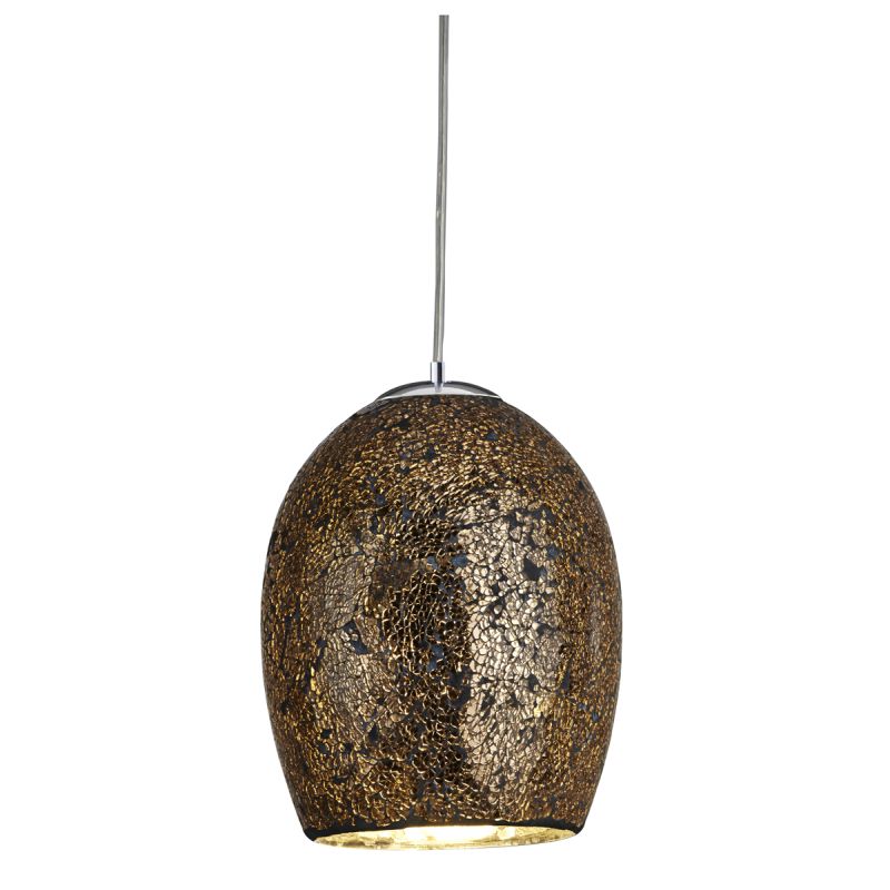 Ceiling Lights - Crackle - Bronze Crackle Glass with Satin Silver Single Pendant Searchlight-8069BZ - Crackle - Bronze Crackle Glass with Satin Silver Single Pendant