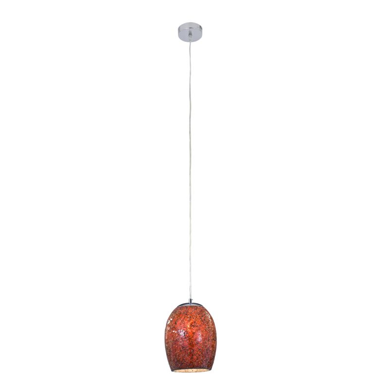 Ceiling Lights - Crackle - Red Crackle Glass with Satin Silver Single Pendant Searchlight-8069RE - Crackle - Red Crackle Glass with Satin Silver Single Pendant