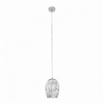 Crackle - White Crackle Glass with Satin Silver Single Pendant Crackle - White Crackle Glass with Satin Silver Single Pendant