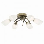 Opera - Opal Glass with Antique Brass 6 Light Ceiling Lamp  Opera - Opal Glass with Antique Brass 6 Light Ceiling Lamp