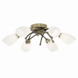 Opera - Opal Glass with Antique Brass 6 Light Ceiling Lamp  Opera - Opal Glass with Antique Brass 6 Light Ceiling Lamp