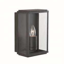 Box - Black with Clear Glass Lantern Wall Lamp