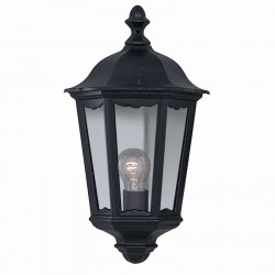 Alex - Outdoor Black and Clear Glass Half Wall Lamp