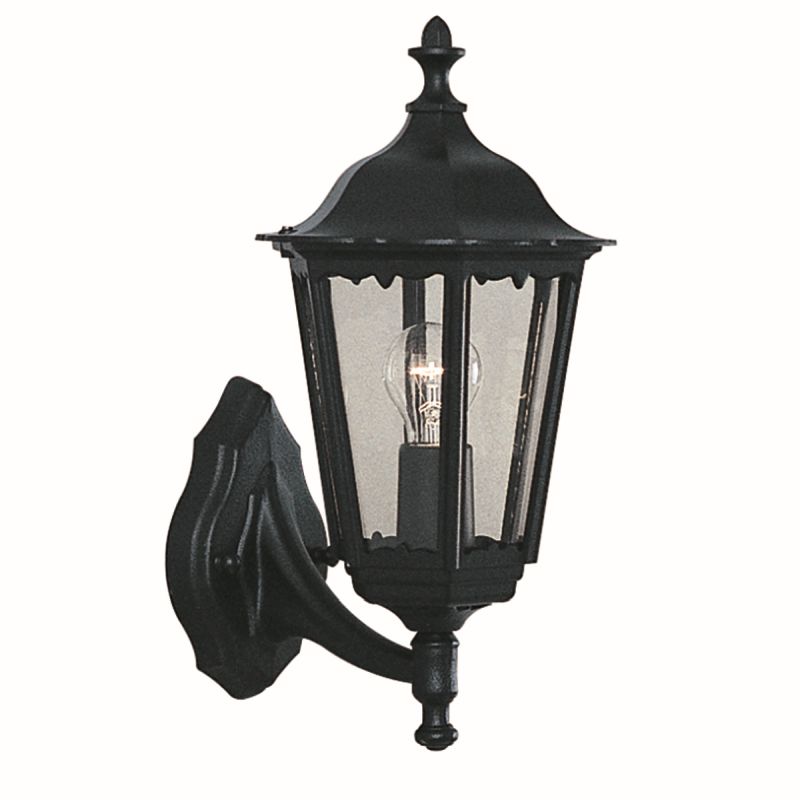 Searchlight-82530BK - Alex - Outdoor Black and Clear Glass Uplighter Wall Lamp