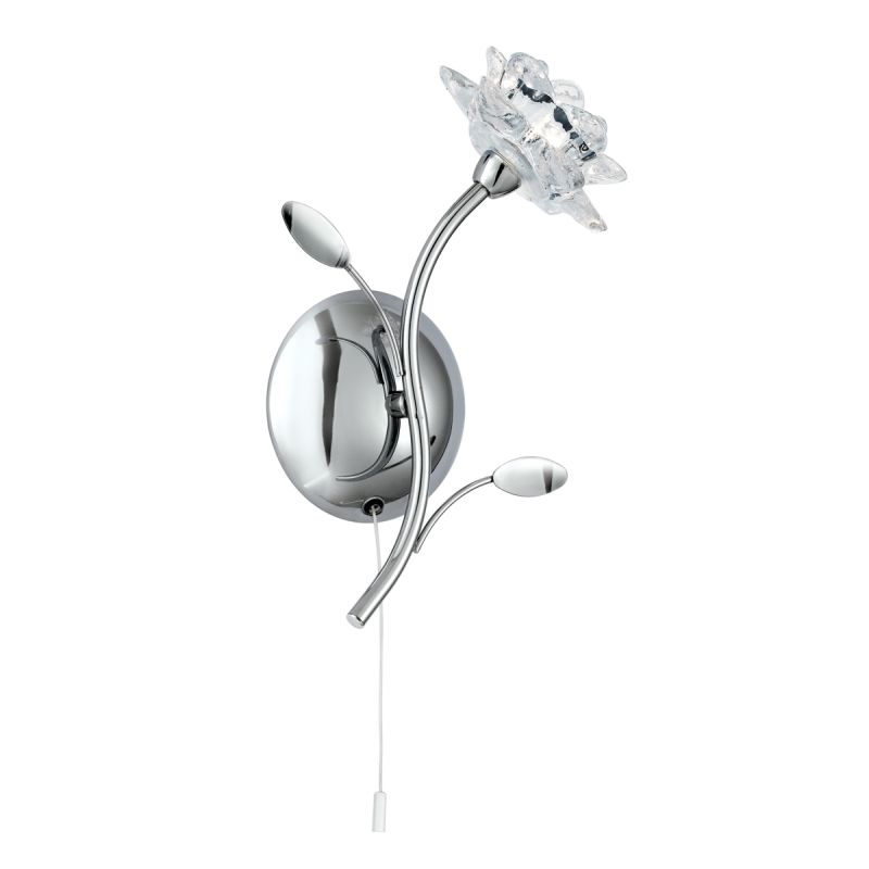 Wall Lights - Bellis - Clear Flower Glass with Chrome Wall Lamp Searchlight-8281-1CC - Bellis - Clear Flower Glass with Chrome Wall Lamp