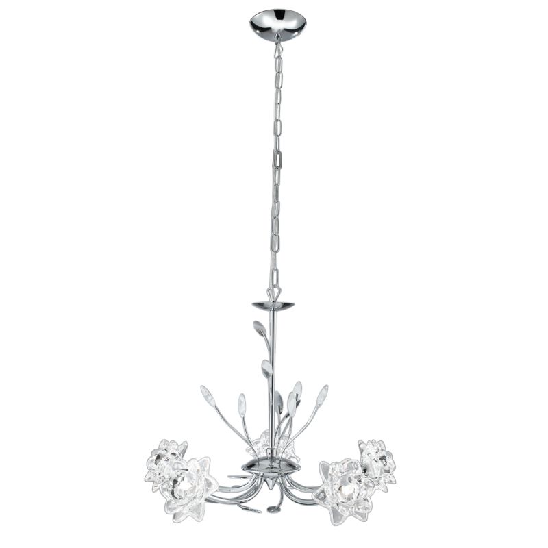 Searchlight-8285-5CC - Bellis - Clear Flower Glass with Chrome 5 Light Centre Fitting