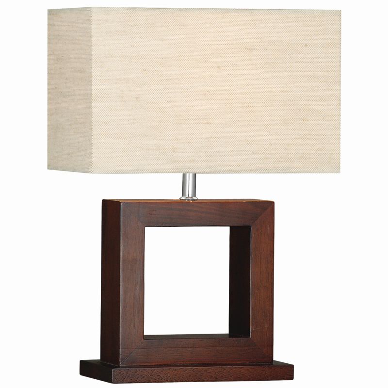 Table & Floor Lamp - Calven - Beige Lined Shade with Dark Wood Table Lamp Searchlight-9000 - Calven - Beige Lined Shade with Dark Wood Table Lamp