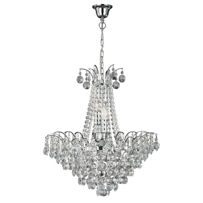 Crystal & Acrylic - Limoges - Crystal with Chrome 6 Light Chandelier Searchlight-9071-52CC - Limoges - Crystal with Chrome 6 Light Chandelier