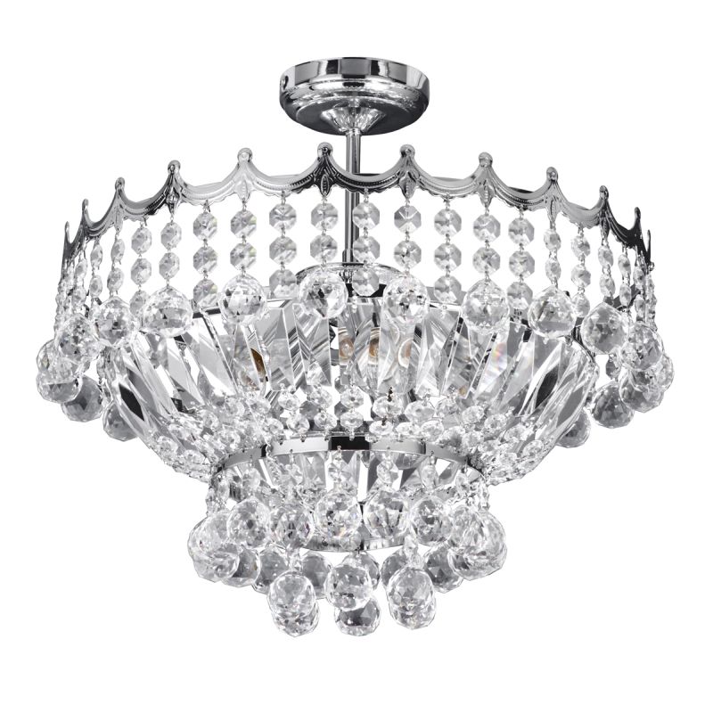 Searchlight-9113-39CC - Versailles - Traditional Crystal with Chrome 5 Light Semi-Flush