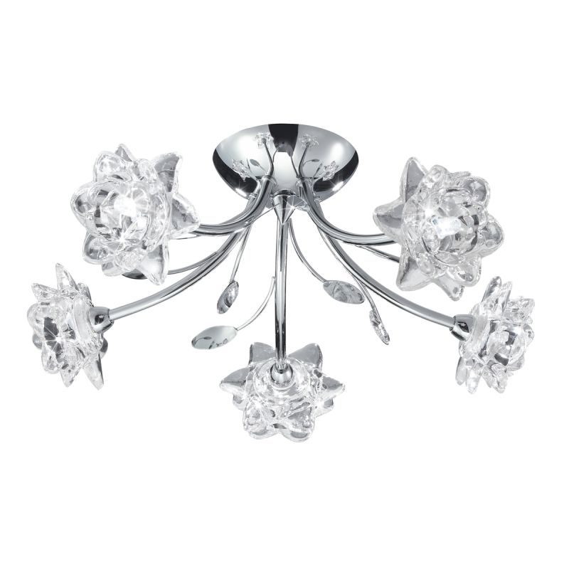 Searchlight-9285-5CC - Bellis - Clear Flower Glass with Chrome 5 Light Ceiling Lamp