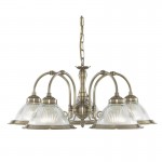 American Diner - Ribbed Glass & Antique Brass 5 Light Centre Fitting  American Diner - Ribbed Glass & Antique Brass 5 Light Centre Fitting