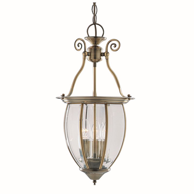 Ceiling Lights - Lantern - Decorative Antique Brass with Glass 3 Light Lantern Pendant Searchlight-9501-3 - Lantern - Decorative Antique Brass with Glass 3 Light Lantern Pendant