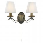 Andretti - Cream Shade with Antique Brass Twin Wall Lamp Andretti - Cream Shade with Antique Brass Twin Wall Lamp