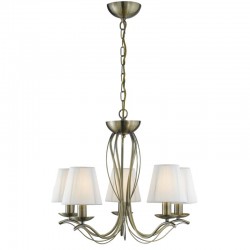 Andretti - Cream Shade with Antique Brass 5 Light Centre Fitting