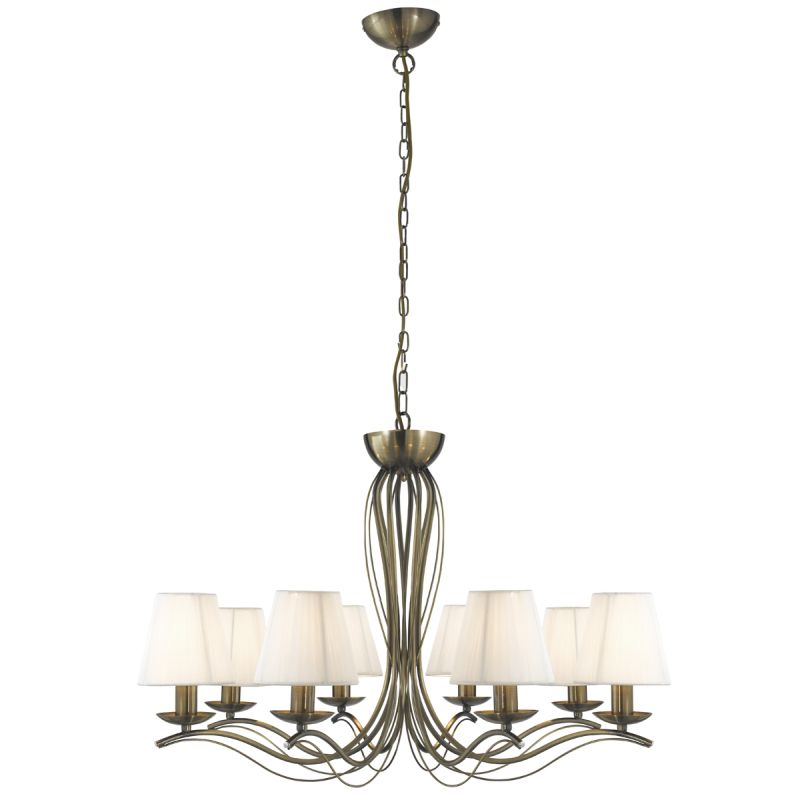Searchlight-9828-8AB - Andretti - Cream Shade with Antique Brass 8 Light Centre Fitting
