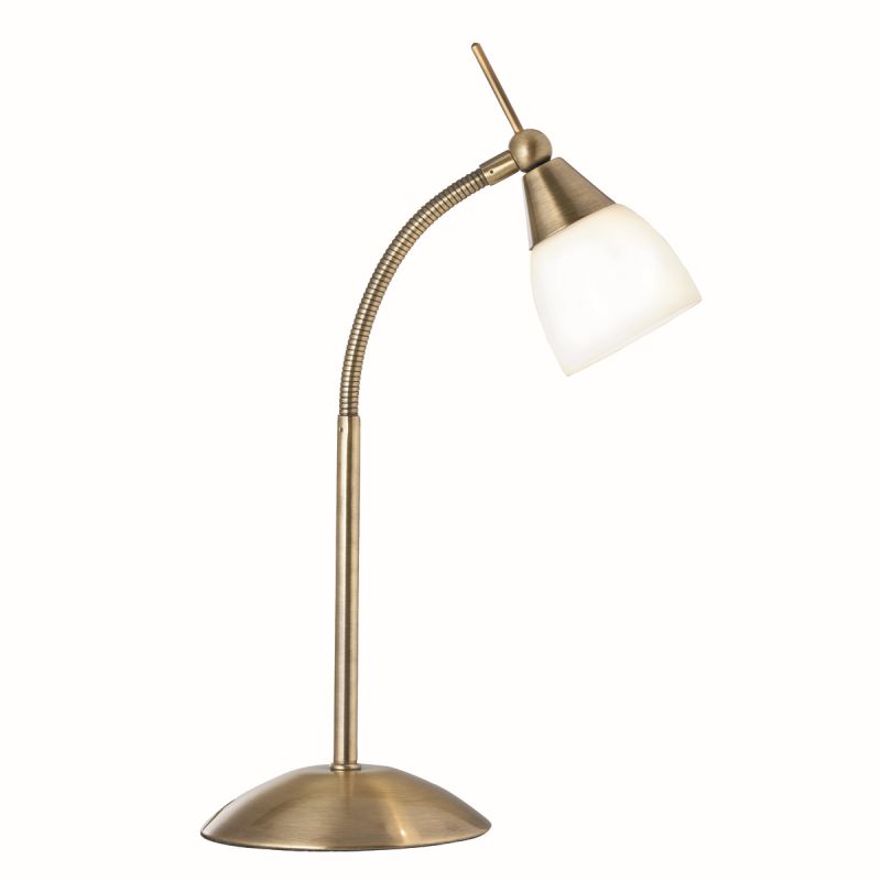 Searchlight-9961AB - Touch - White Glass with Antique Brass Touch Table Lamp