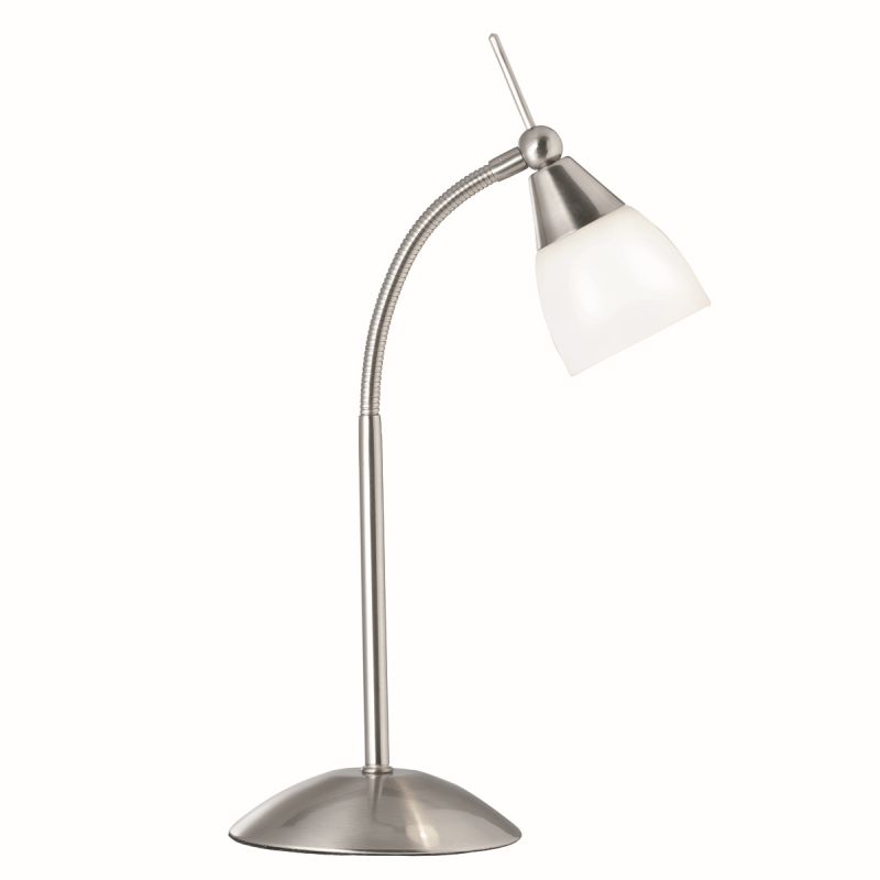 Searchlight-9961SS - Touch - White Glass with Satin Silver Touch Table Lamp