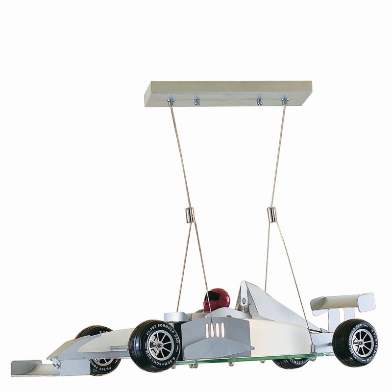 Ceiling Lights - Novelty - Kids Frosted Glass Racing Car Pendant Searchlight-F1 - Novelty - Kids Frosted Glass Racing Car Pendant