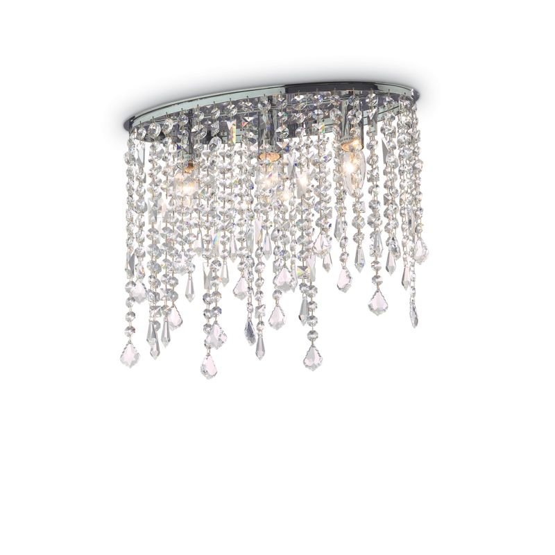 IdealLux-008370 - Rain - Crystal with Chrome 3 Light Ceiling Lamp