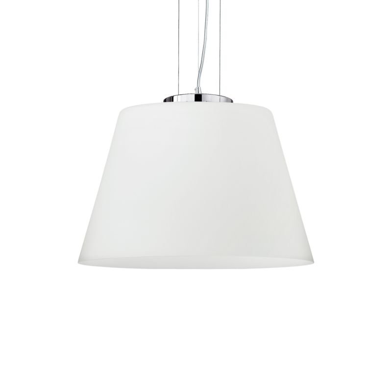 IdealLux-025438 - Cylinder - Big White Glass with Chrome Single Pendant