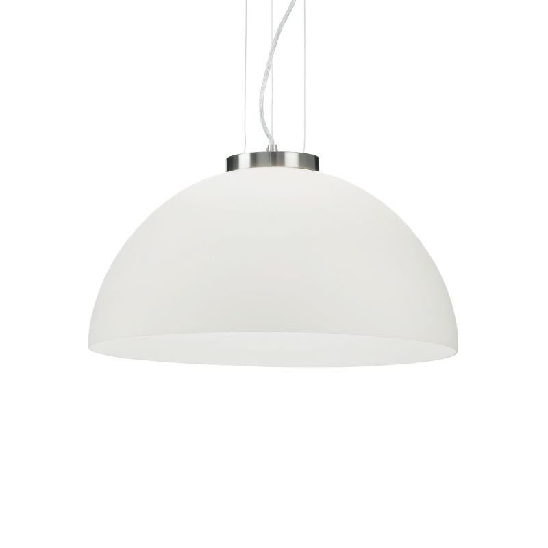 Ceiling Lights - Etna - White Glass with Nickel Single Hanging Pendant IdealLux-027906 - Etna - White Glass with Nickel Single Hanging Pendant