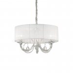 Swan - Chrome & Clear Glass 3 Light Pendant with White Organza Swan - Chrome & Clear Glass 3 Light Pendant with White Organza