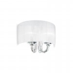 Swan - Chrome & Clear Glass 2 Light Wall Lamp with White Organza Swan - Chrome & Clear Glass 2 Light Wall Lamp with White Organza