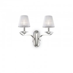 Pegaso - Chrome 2 Light Wall Lamp with White Organza & Crystal Pegaso - Chrome 2 Light Wall Lamp with White Organza & Crystal