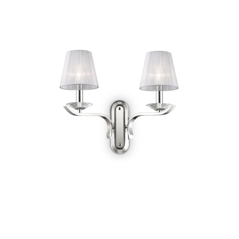 IdealLux-059211 - Pegaso - White Organza with Crystal Twin Wall Lamp