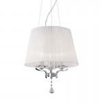 Pegaso - Chrome 3 Light Pendant with White Organza & Crystal Pegaso - Chrome 3 Light Pendant with White Organza & Crystal