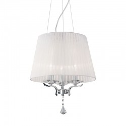 Pegaso - Chrome 3 Light Pendant with White Organza & Crystal Pegaso - Chrome 3 Light Pendant with White Organza & Crystal
