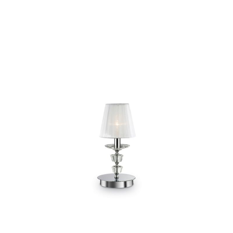 IdealLux-059266 - Pegaso - Small White Organza with Crystal Table Lamp