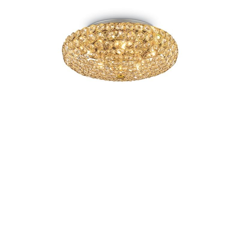 IdealLux-073187 - King - Crystal with Gold 5 Light Ceiling Lamp