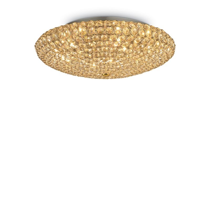 IdealLux-073262 - King - Crystal with Gold 9 Light Ceiling Lamp