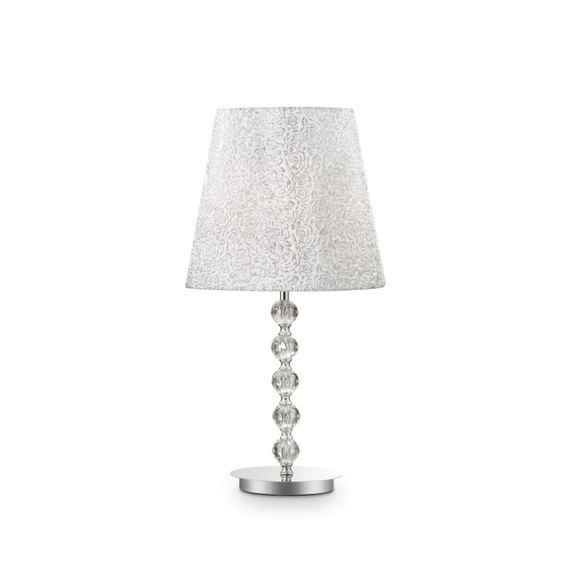 IdealLux-073408 - Le roy - Big White with Silver Pattern Fabric Table Lamp