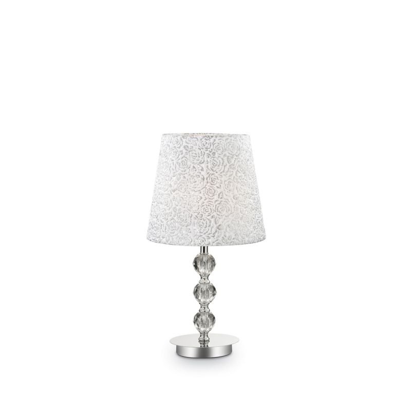 IdealLux-073422 - Le roy - Medium White with Silver Pattern Fabric Table Lamp